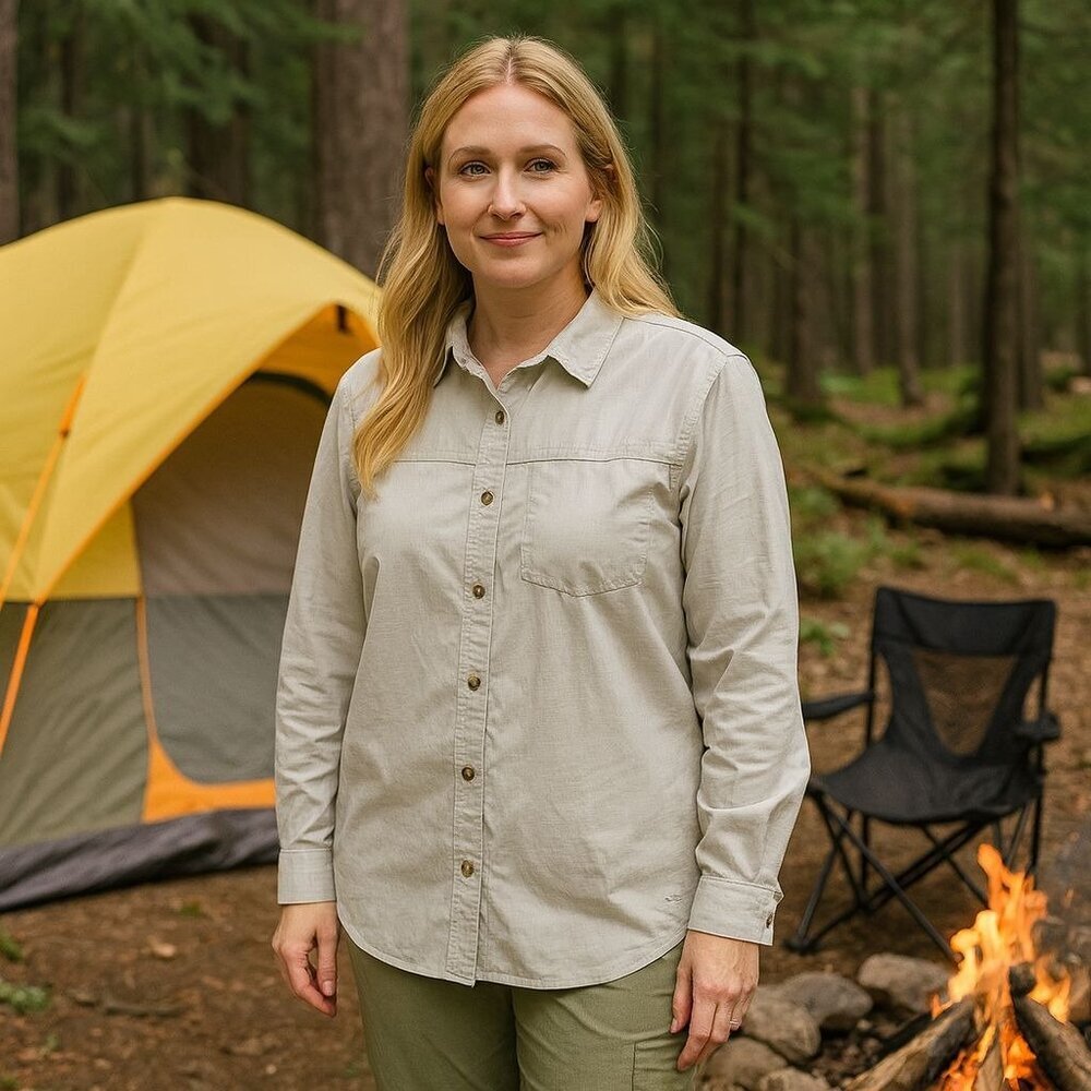 Exofficio Tan Utility Long Sleeve Button up‎ Outdoors Hiking Camping Gorpcore XL